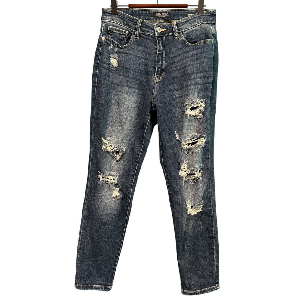 Judy Blue Boyfriend Fit Distressed Front Straight Leg Jeans Women's 7/28